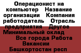 Операционист на компьютер › Название организации ­ Компания-работодатель › Отрасль предприятия ­ Другое › Минимальный оклад ­ 19 000 - Все города Работа » Вакансии   . Башкортостан респ.,Баймакский р-н